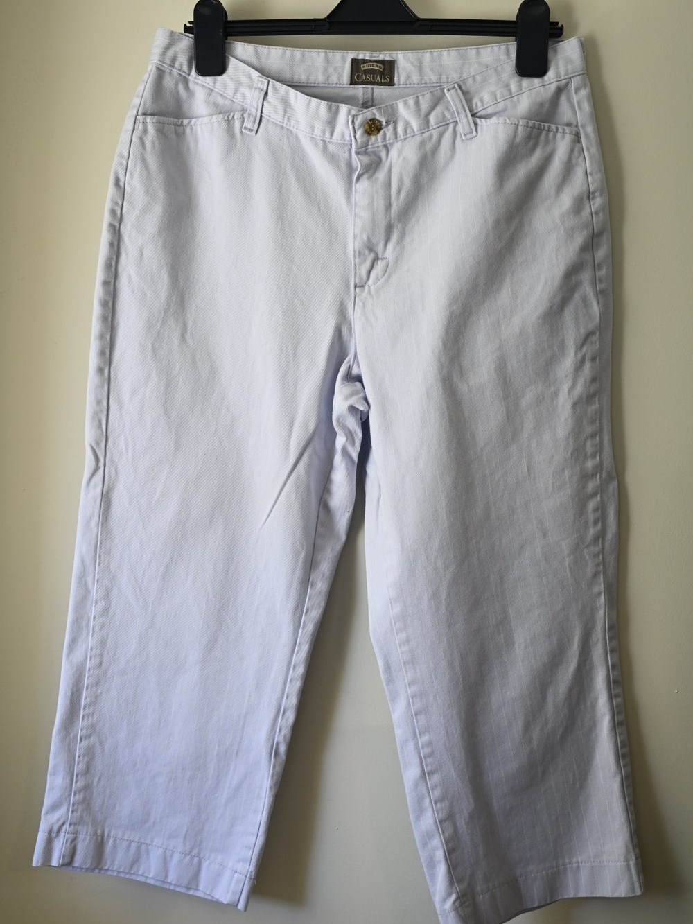 Lee Riders Light Blue Stripes Casual Crop Cotton Chino Pants Size 14 Nautical